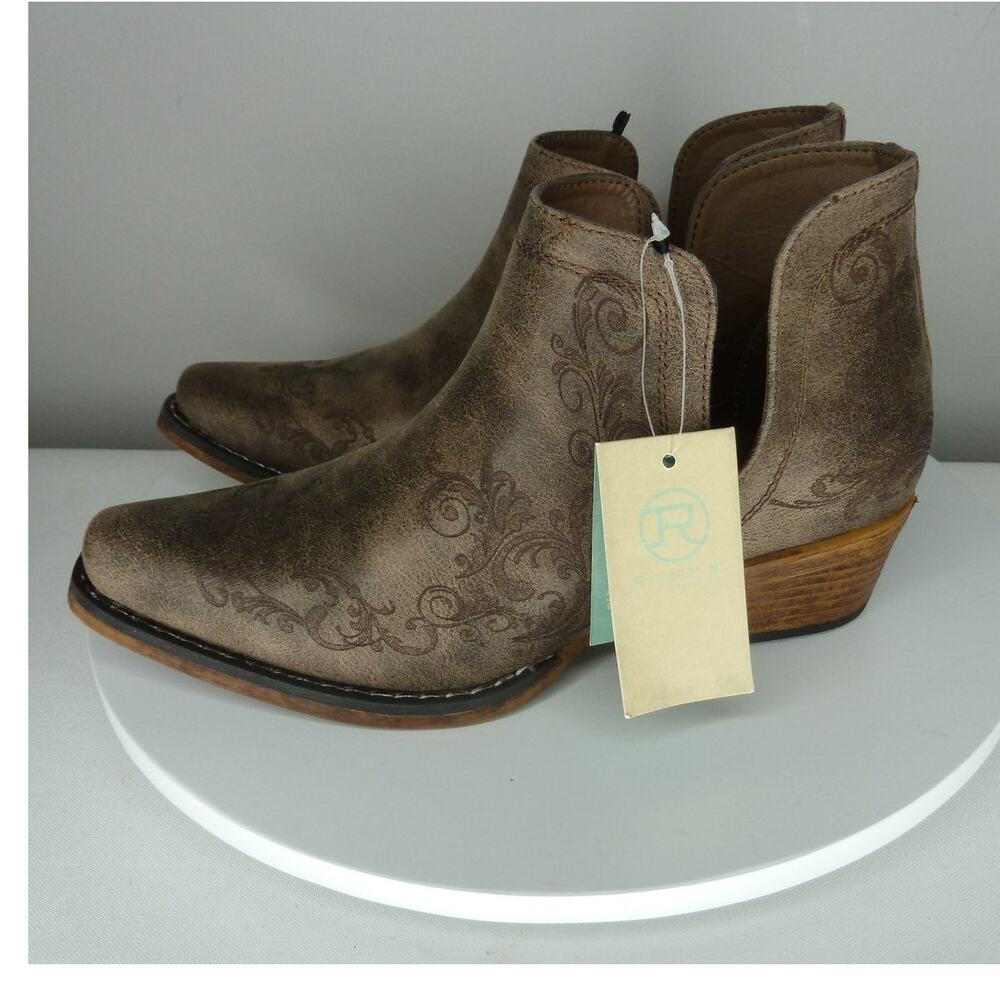 NWT Women's Roper Ava Snip Toe Ankle Leather Brown Boots Size 7 (no box) - Picture 2 of 6